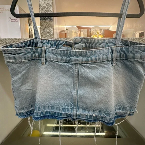 Zara Denim Blue Bustier Top Size Large - Picture 3 of 5